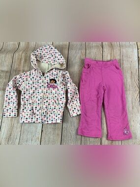 Vintage Nick Jr Dora The Exploerer Toddler Outfit Size 2T Jacket Pants Set